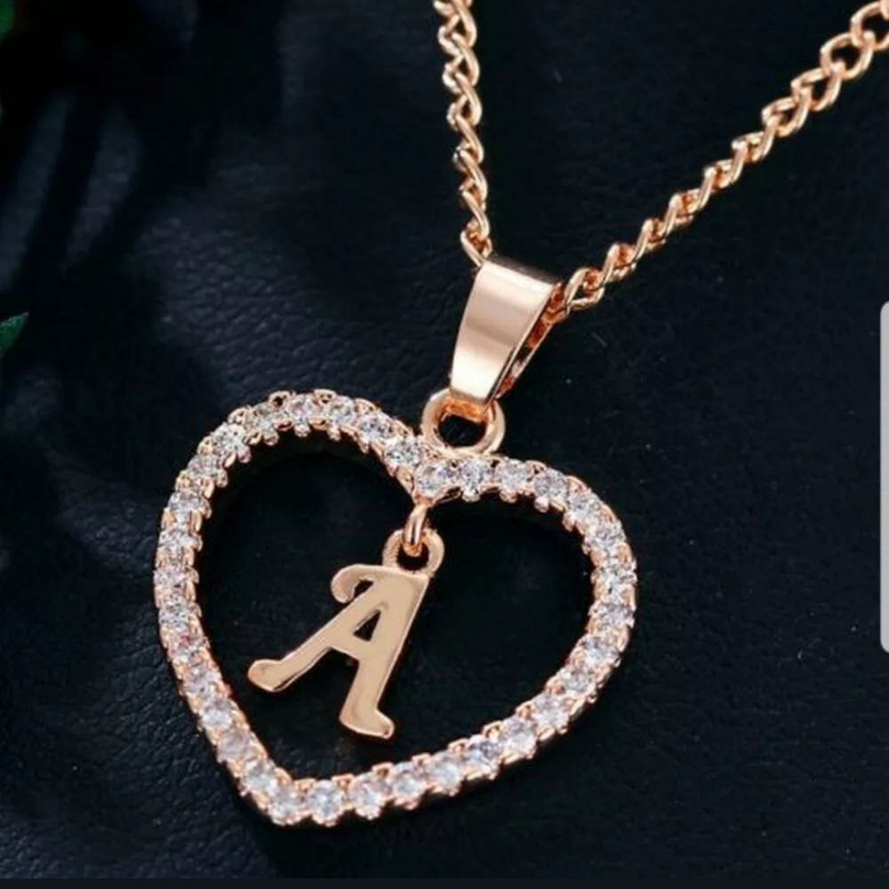 *NEW 18K ROSE GOLD TONE LETTER A-Z NECKLACE - Picture 1 of 1